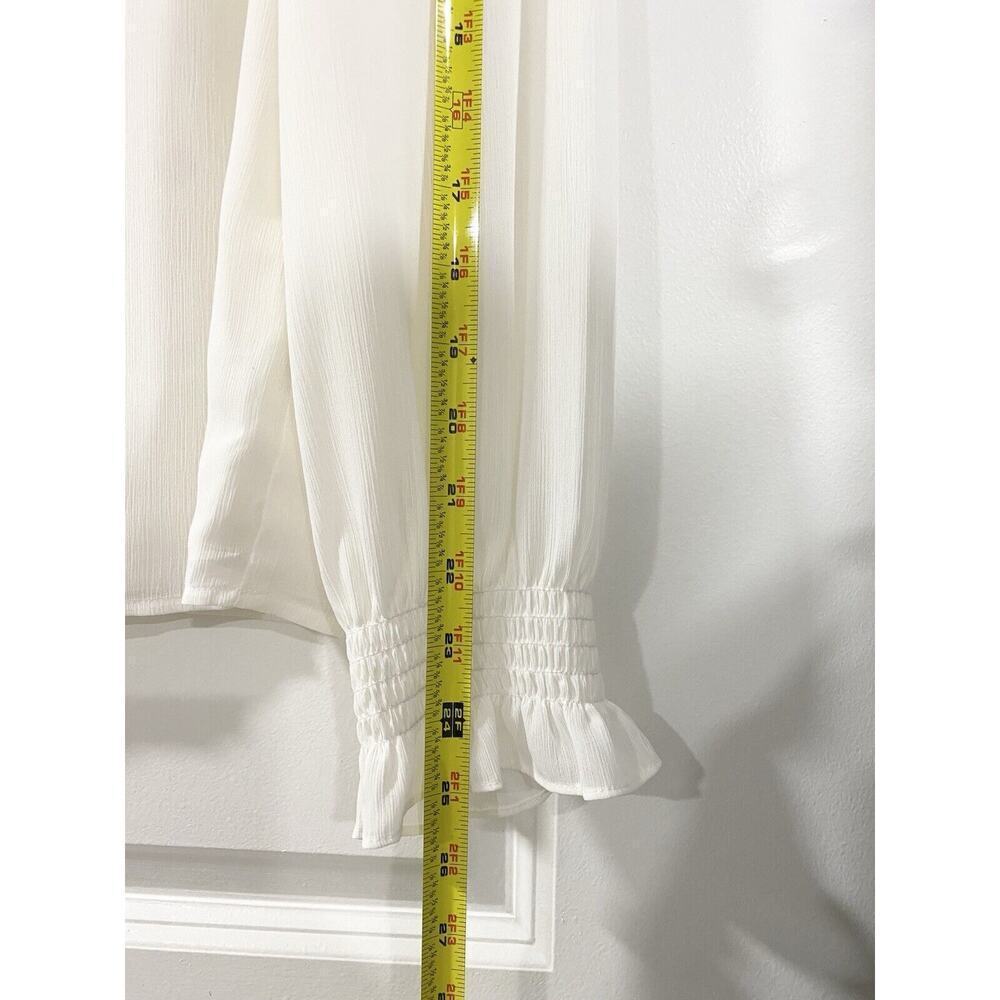 NWT J.Crew Factory Ivory Smocked Cuff Blouse Medium Puff Sleeve Work Office Top - Picture 10 of 13
